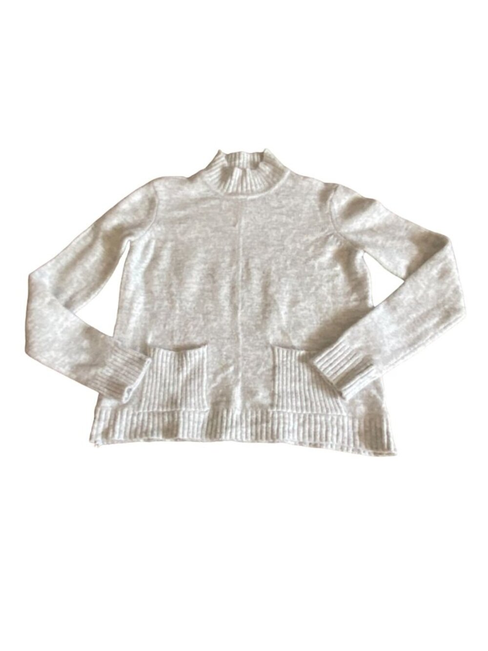 Marled Reunited Clothing Womens Mock Neck Sweater-Light Gray-Size S-GUC